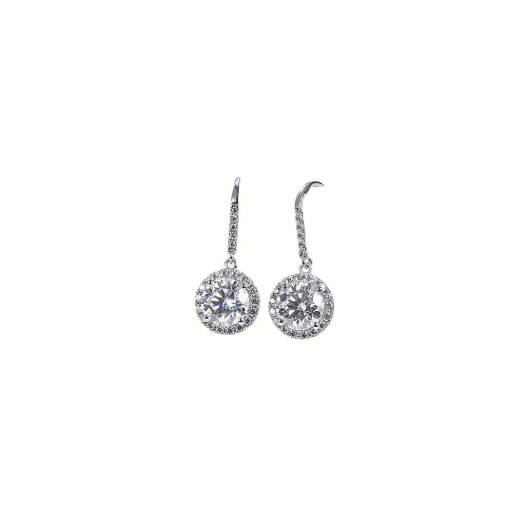 Moissanite Halo Drop Earrings