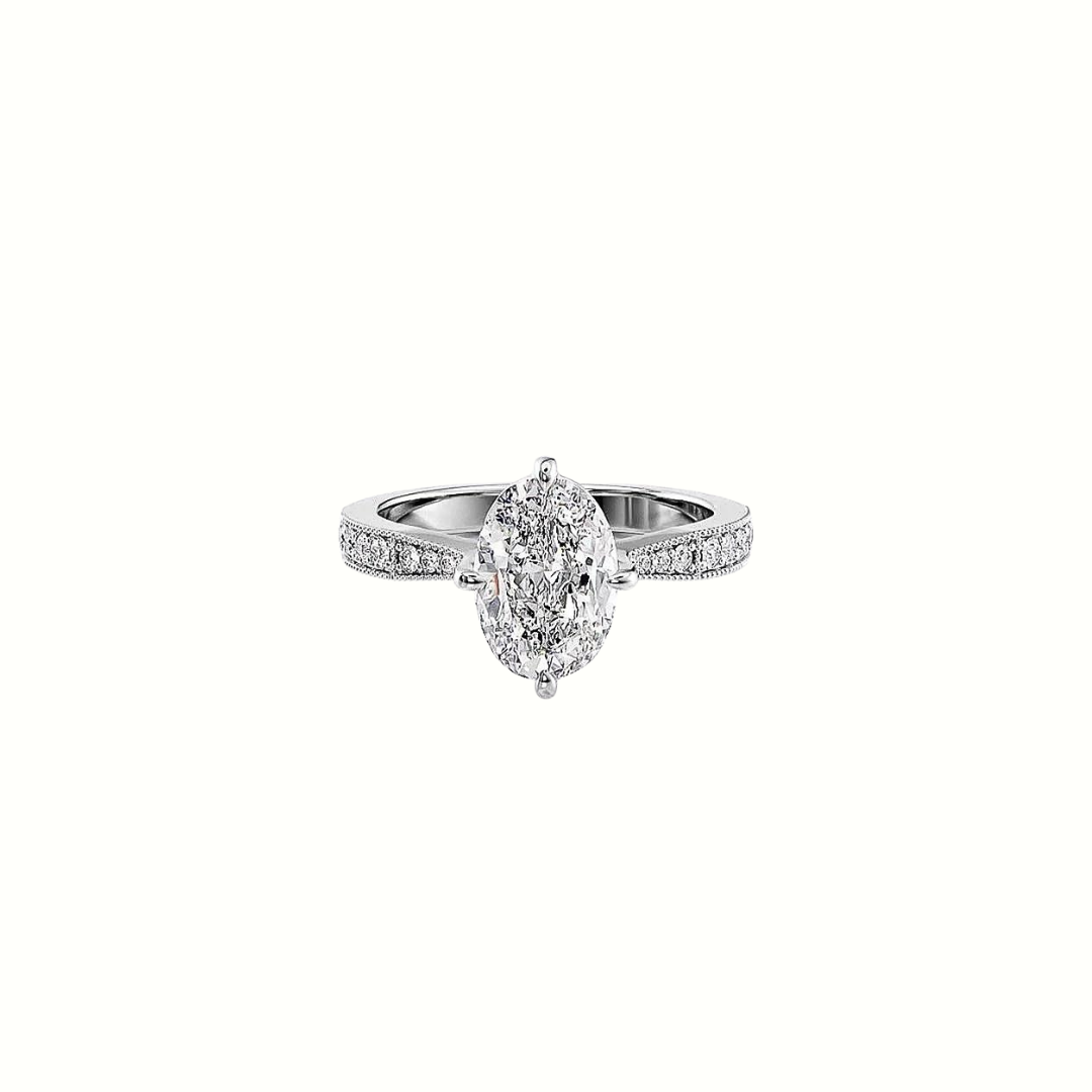 3ct Oval Cut Moissanite 14k White Gold Ring