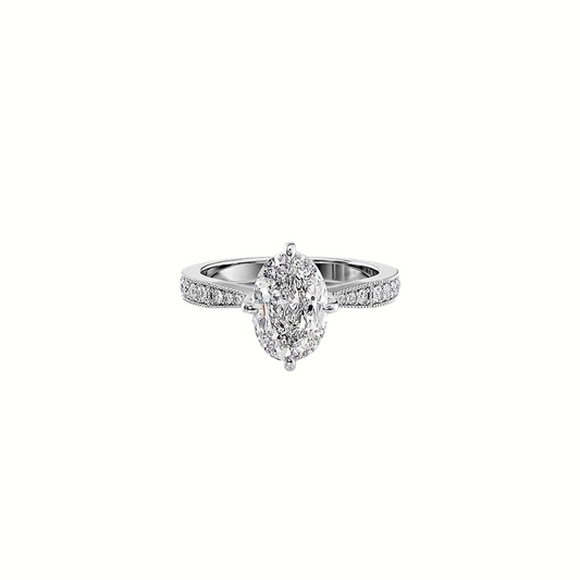 3ct Oval Cut Moissanite 14k White Gold Ring