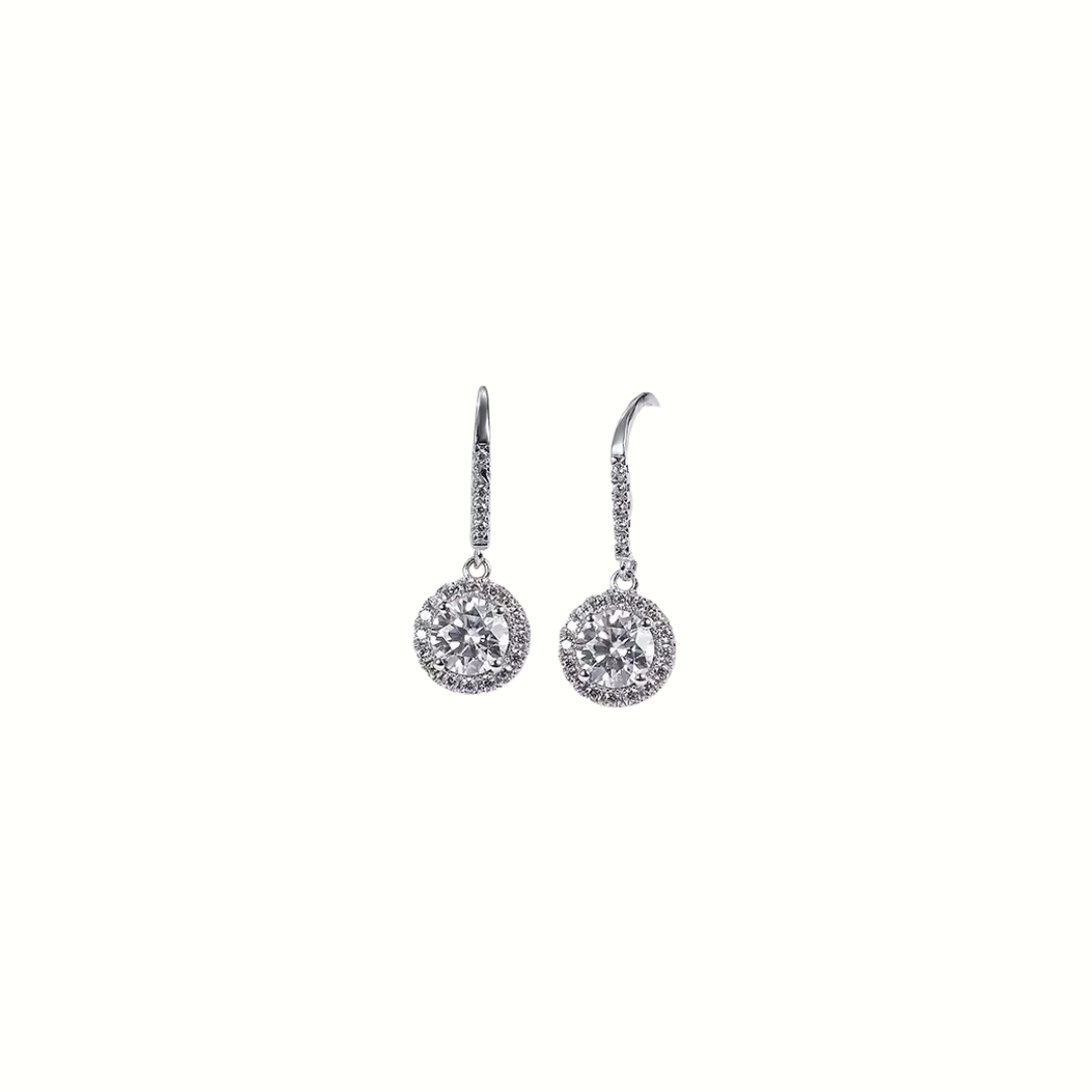 Moissanite Halo Drop Earrings