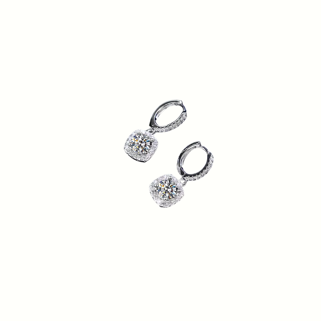 Moissanite Loop Halo Earrings