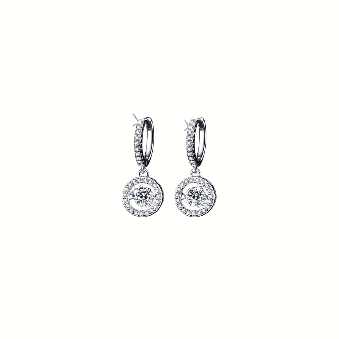 Moissanite Halo Hoop Earrings