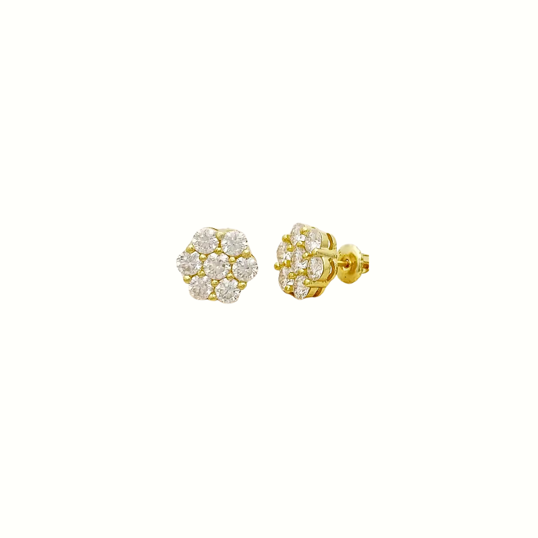 Moissanite Flower Cluster Earrings