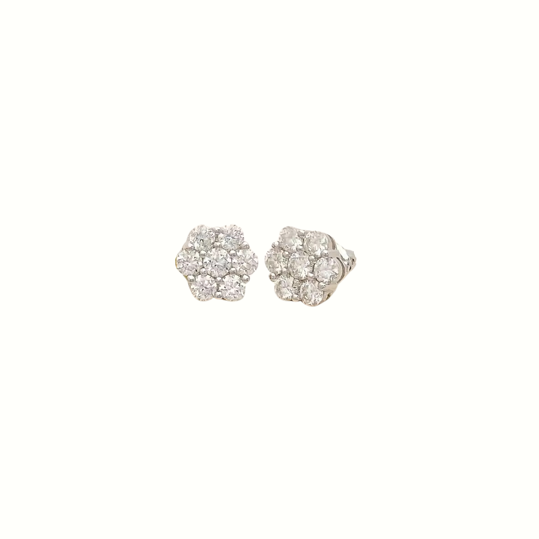 Moissanite Flower Cluster Earrings