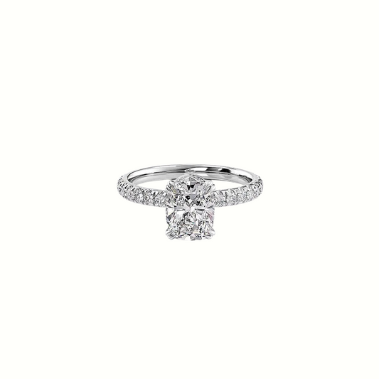 2ct cushion Cut Moissanite 14k White Gold ring