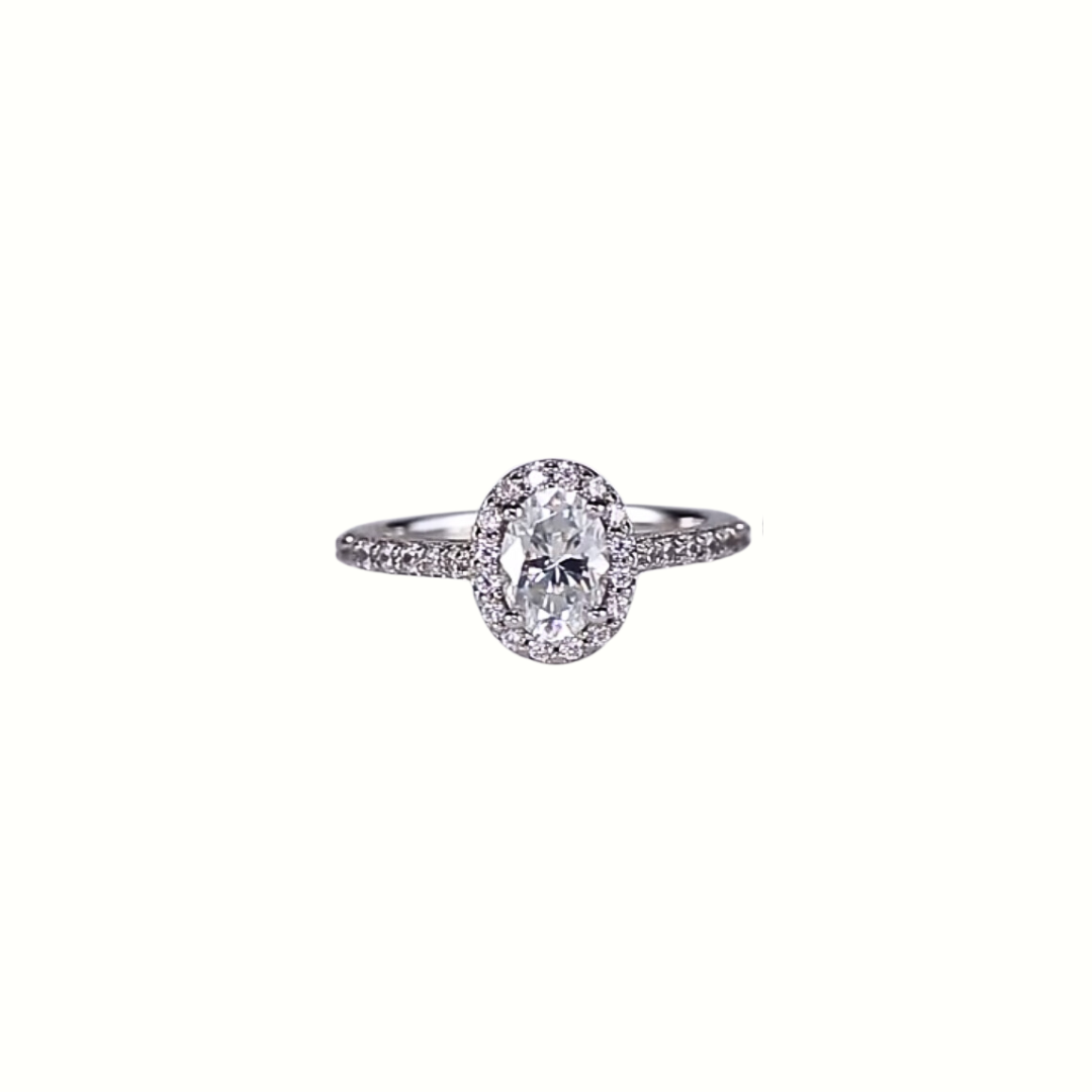 Moissanite 1ct Oval Halo Ring