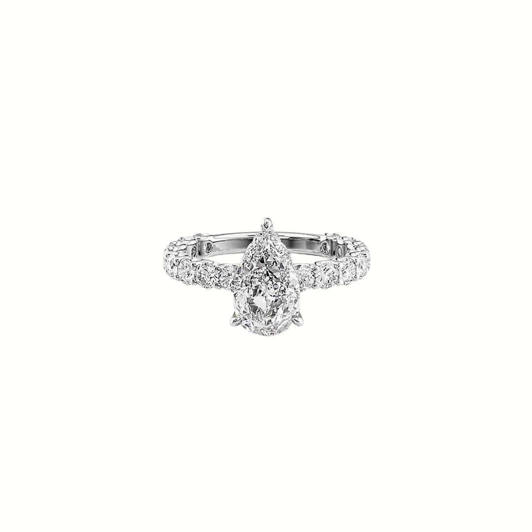 2ct Pear Cut Moissanite 14k White Gold Ring