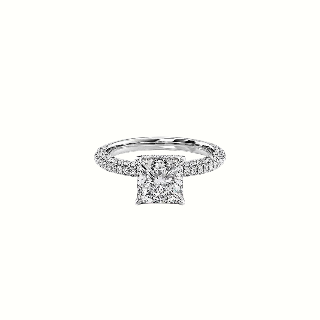 2ct Princess Cut Moissanite 14k White Gold Ring