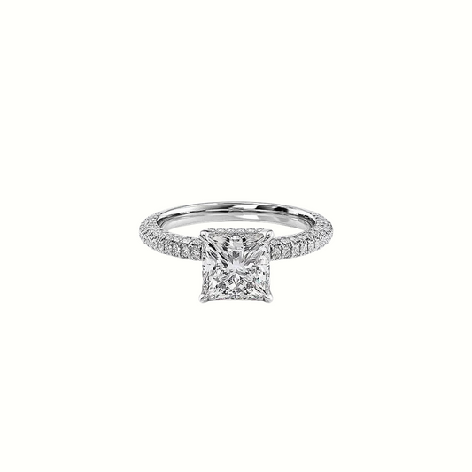 2ct Princess Cut Moissanite 14k White Gold Ring