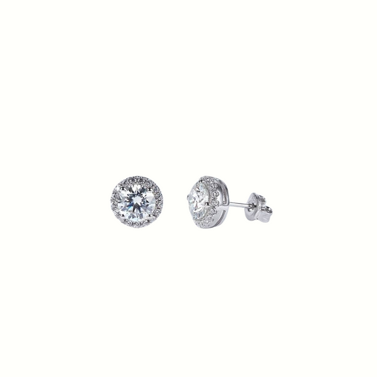 Moissanite Halo Stud Earrings